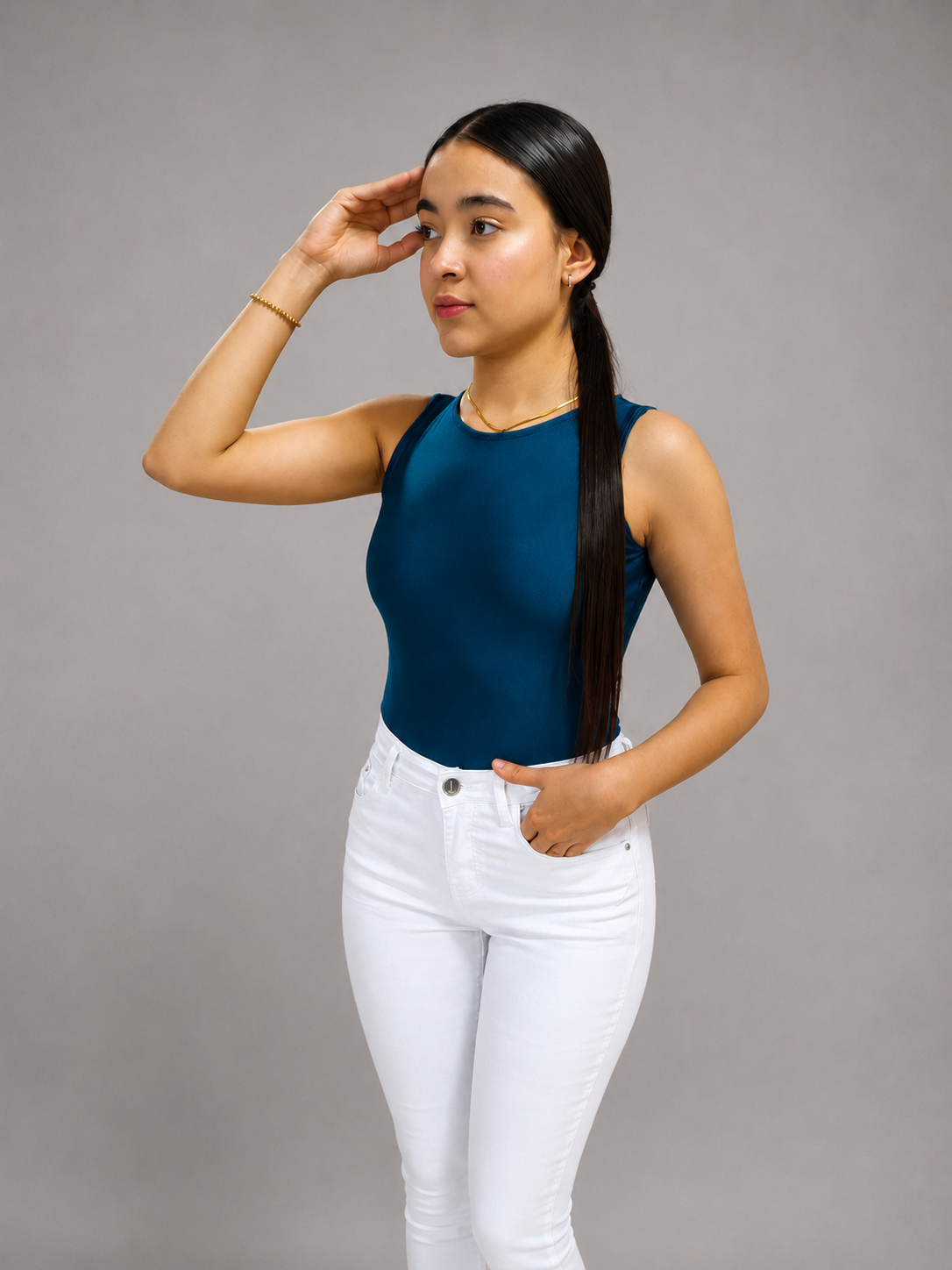 Body Básico Premium Sin Mangas – Azul Petróleo