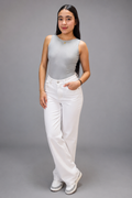 Body Básico Premium Sin Mangas – Gris Claro