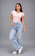 Body Básico Premium Manga Corta – Rosa Palo