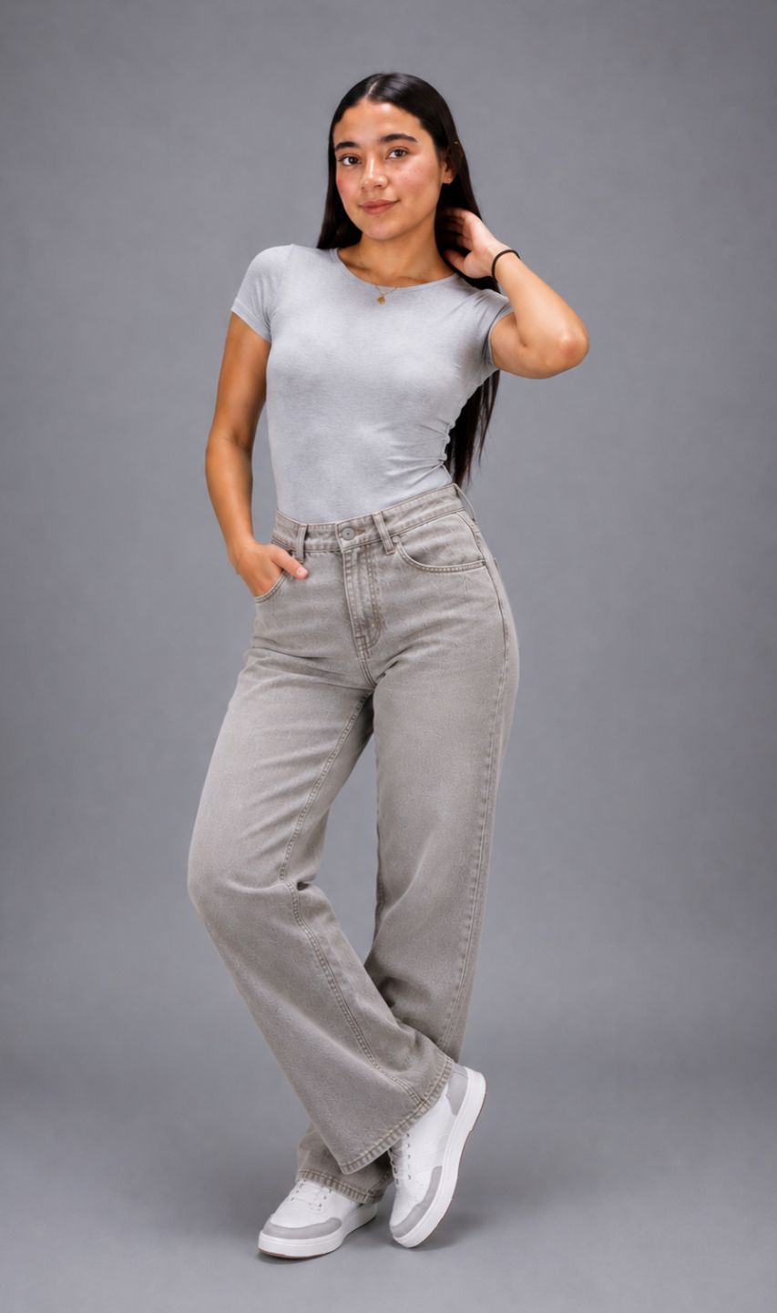 Body Básico Premium Manga Corta – Gris Claro