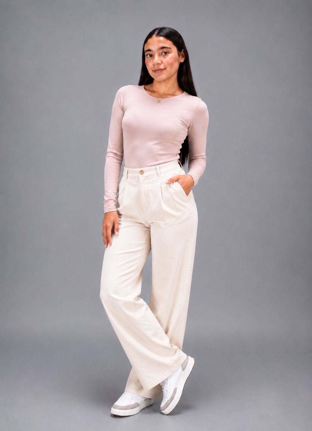 Body Básico Premium Manga Larga – Rosa Palo