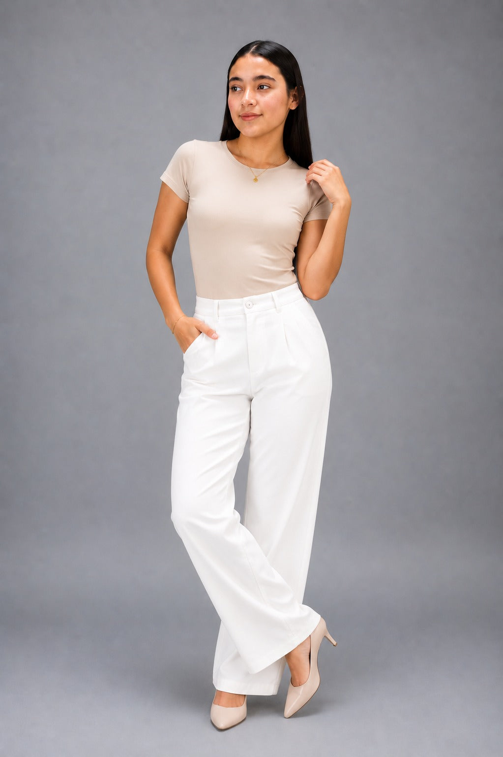 Camiseta Básica Premium Manga Corta – Beige